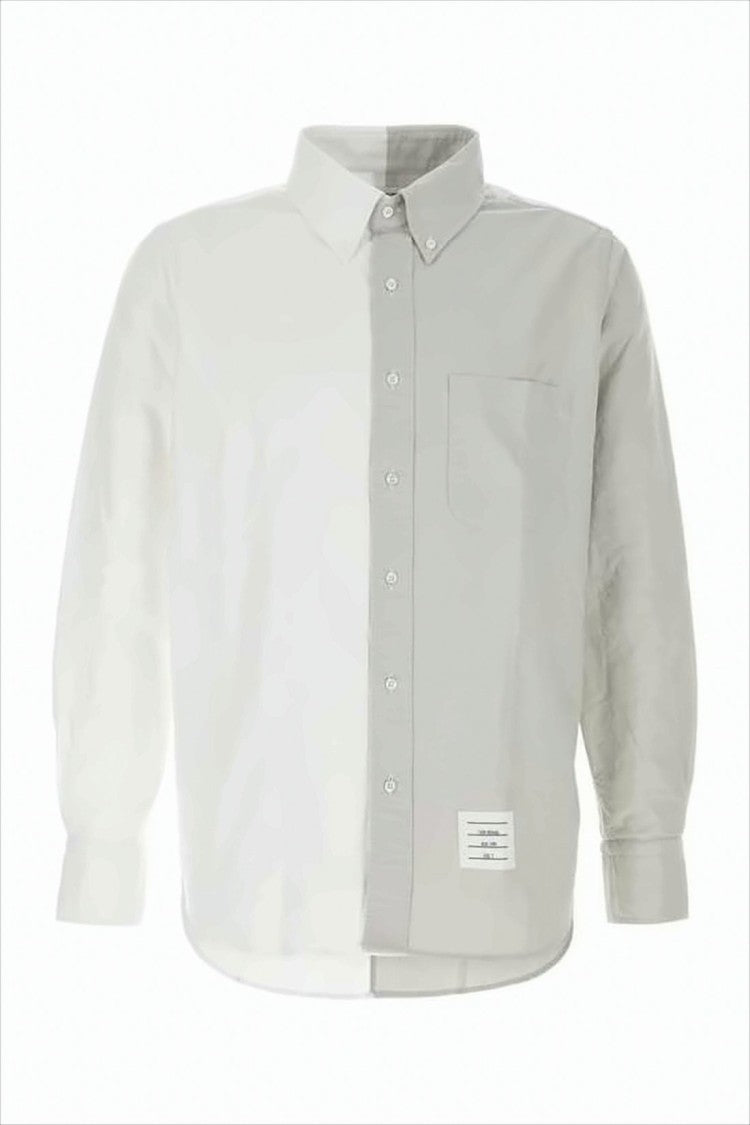 Thom Browne Two-Tone Long Sleeve Shirt With Button-Down Collar