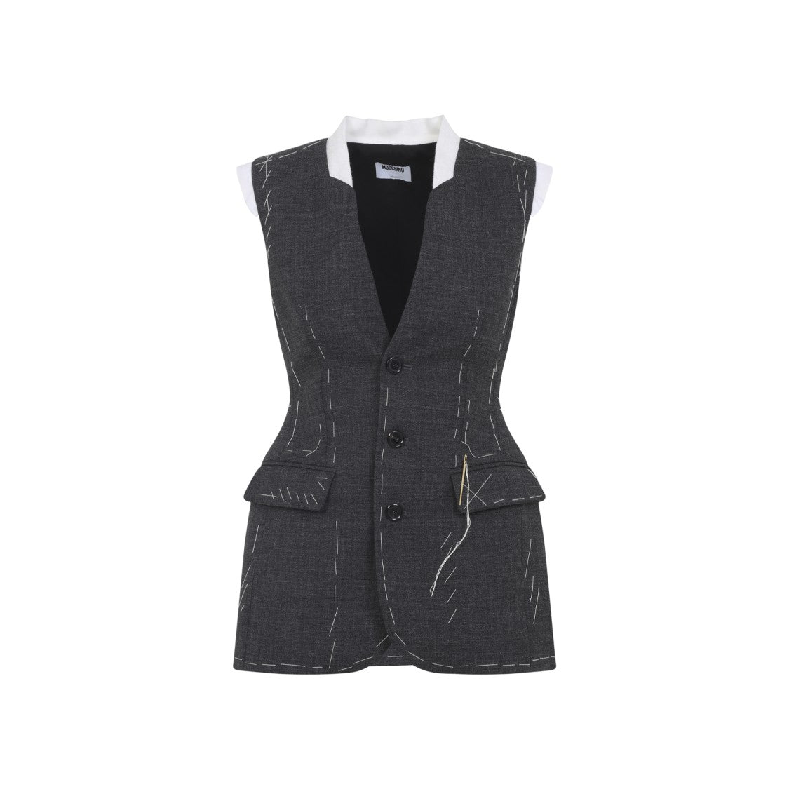Moschino Tailored Grey Wool Waistcoat
