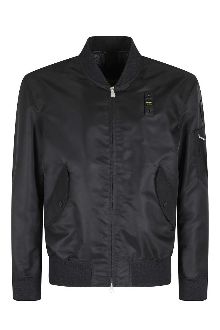 Blauer Black Rocky Ribbed Trim Water Repellent Polyamide Bomber Jacket