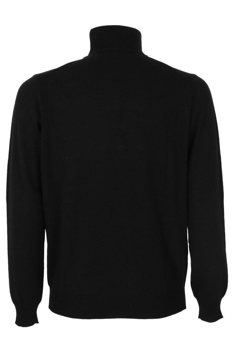 Kangra Black Geelong Wool Turtleneck Sweater