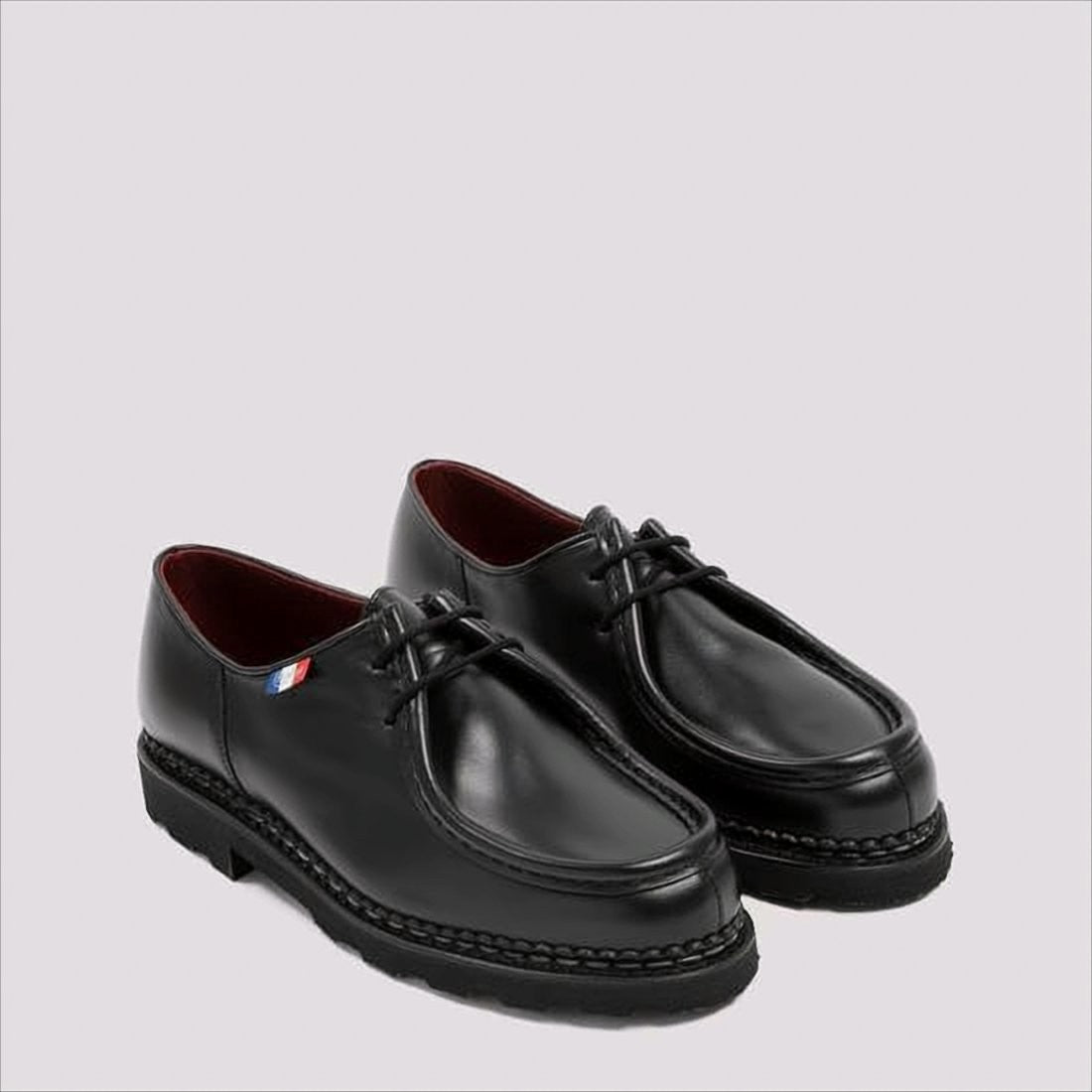 Paraboot Black Leather Loafers With Moc Toe Design