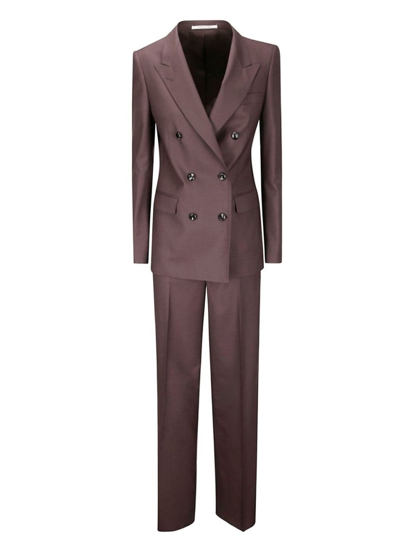 Tagliatore Double-Breasted Brown Suit Set With Peak Lapels