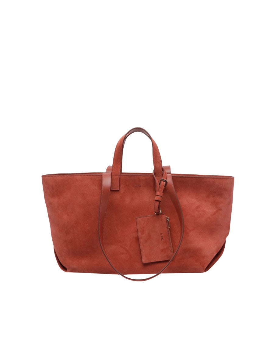 A.P.C. Brown Structured Base Suede Shopper Bag