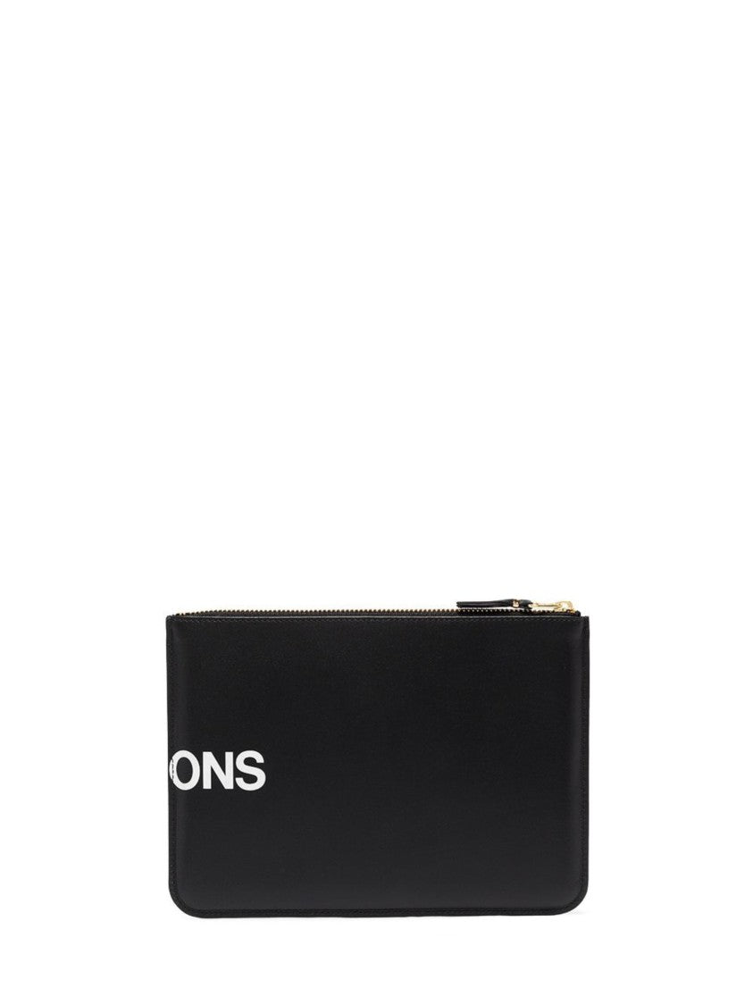 Comme Des Garçons Black Smooth Leather Logo Clutch