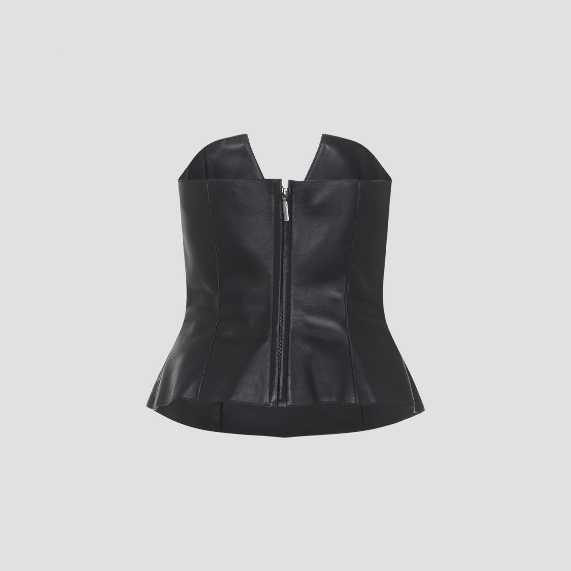 Polo Ralph Lauren Lamb Leather Fitted Top With Deep V-Neckline