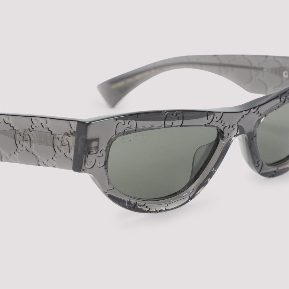 Gucci Translucent Grey Acetate Cat-Eye Sunglasses With Subtle Monogram