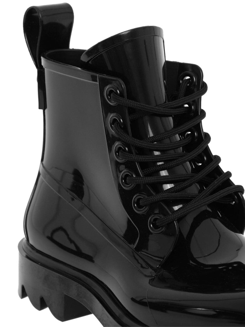 Bottega Veneta Round Toe Lace-Up Combat Boots