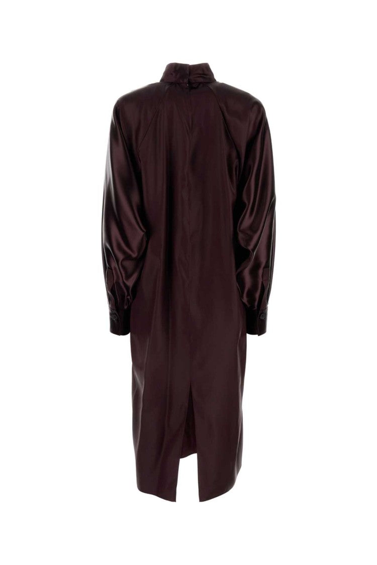 Salvatore Ferragamo Burgundy Satin Dress