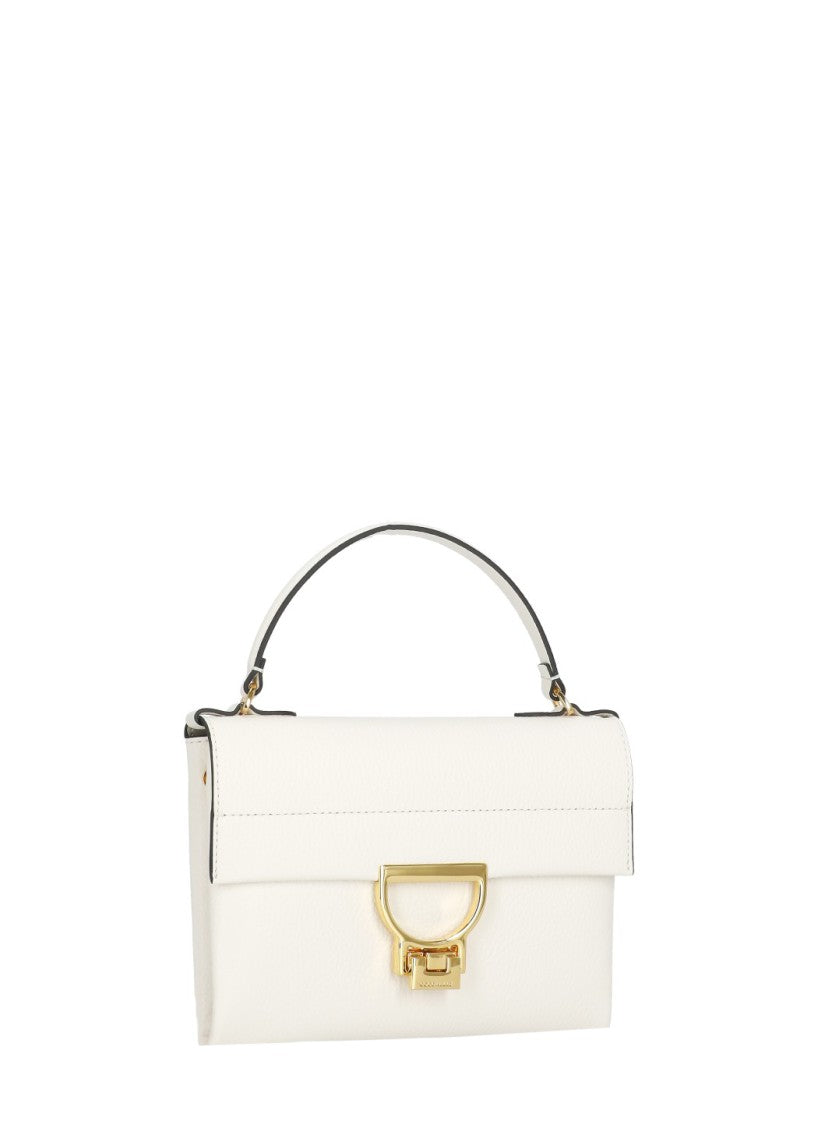 Coccinelle Ivory Pebbled Leather Arlettis Handbag With Gold-Tone Clasp
