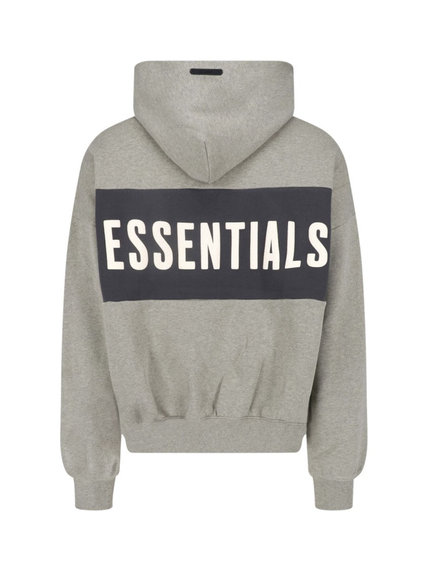 Fear Of God Essentials Grey Cotton Contrast Logo Hoodie