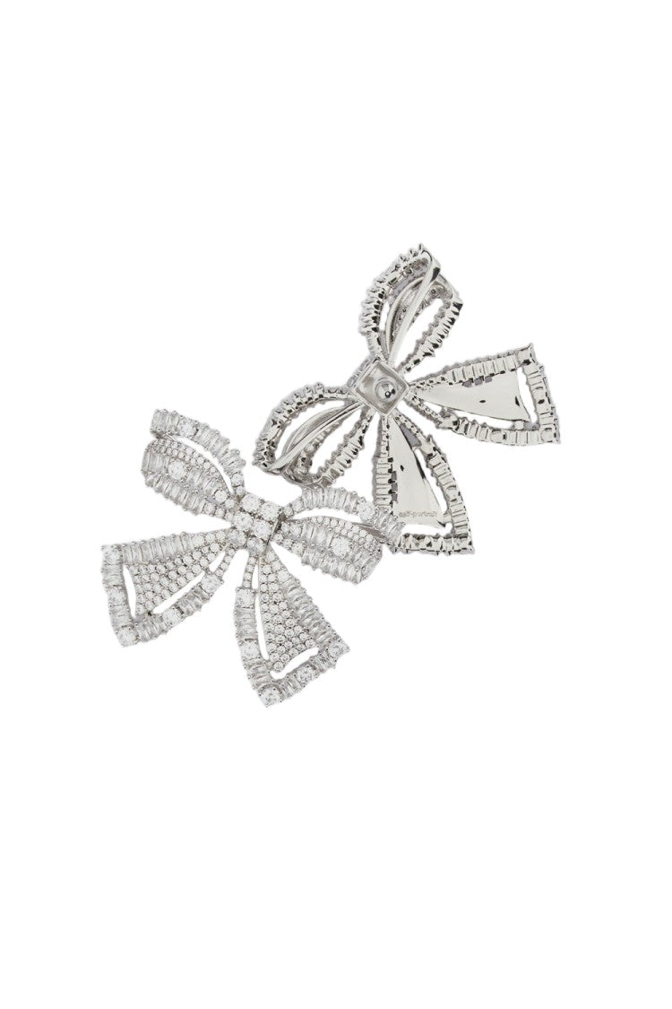 Self-Portrait Silver Crystal Bow Icon Earrings