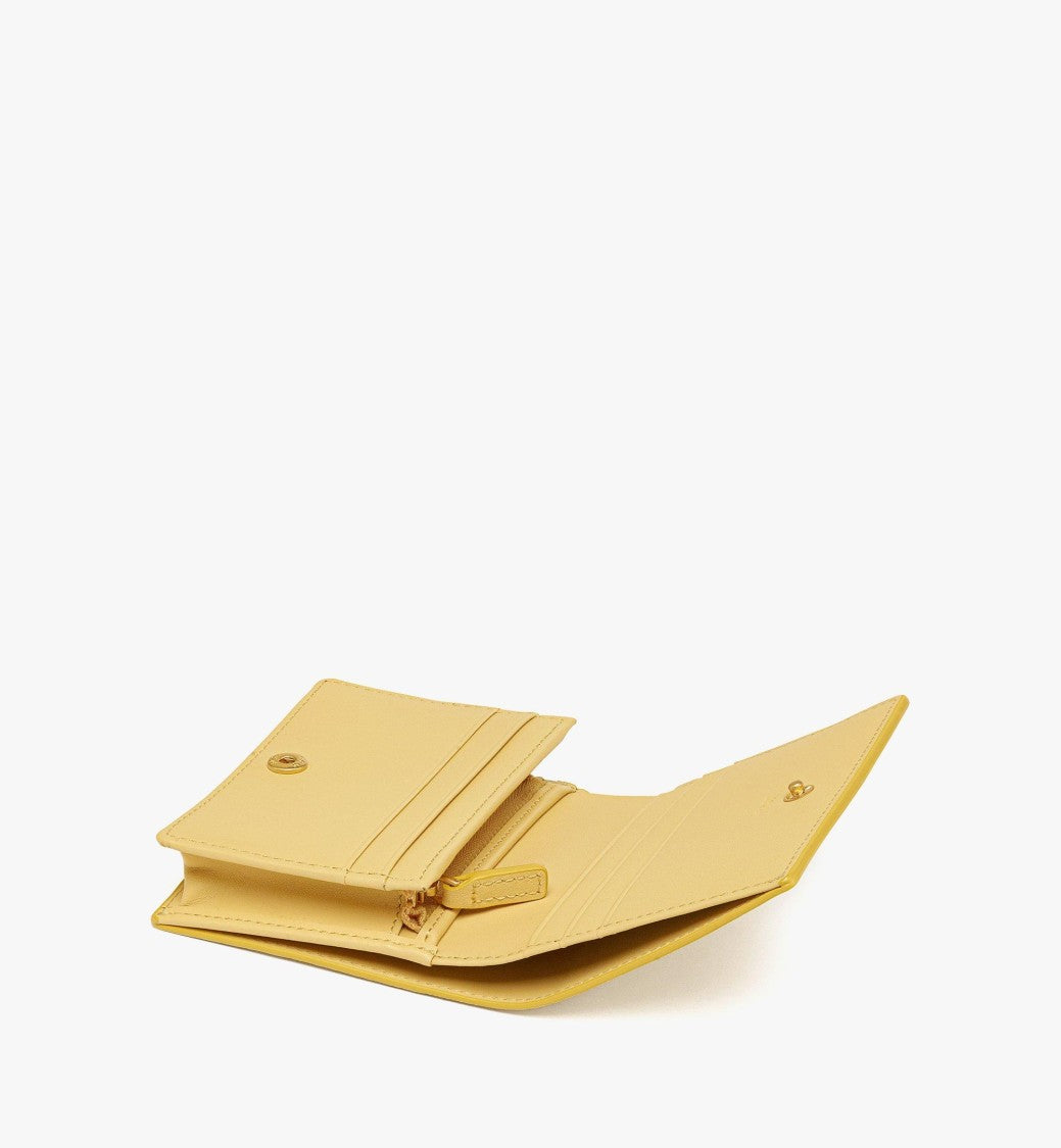 Mcm Embossed Leather Wallet With Noble Wreath Motif