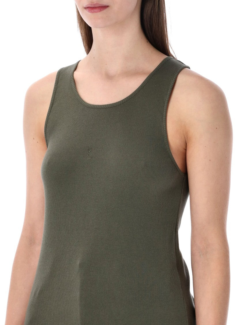 Saint Laurent Cassandre Ribbed Cotton Tank