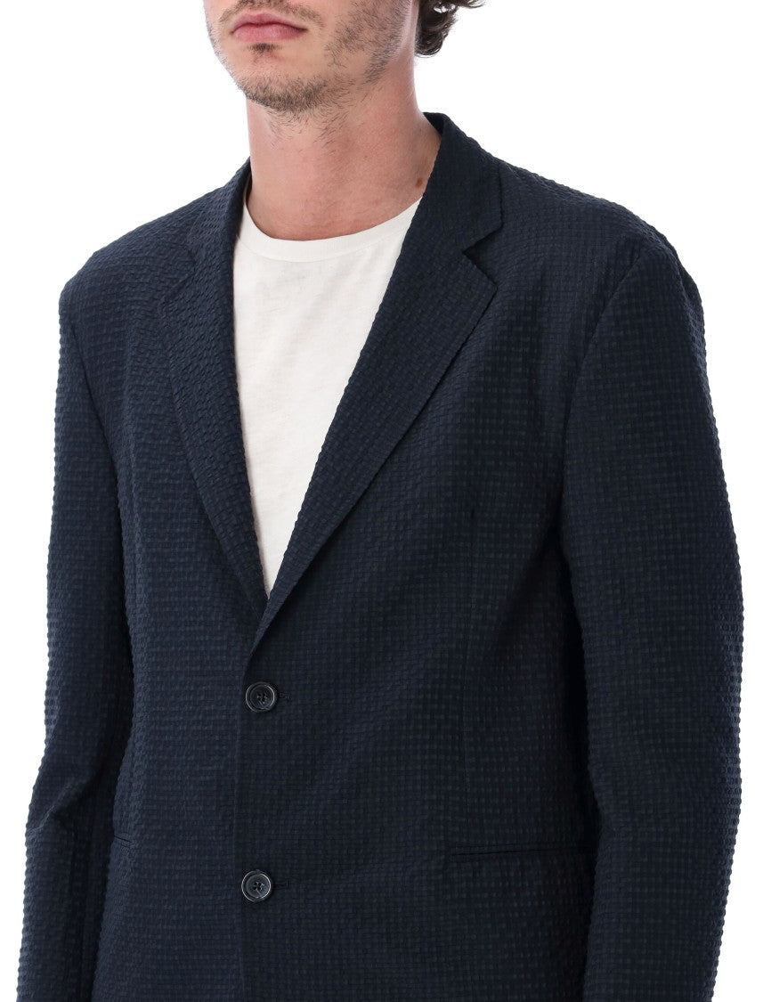 Emporio Armani Seersucker Classic Notch Lapel Blazer