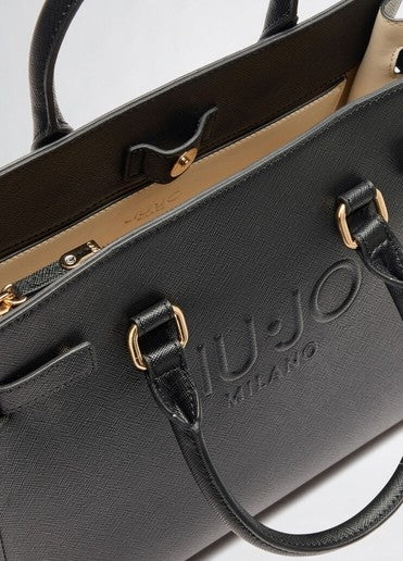 Liu Jo Iconic Black Shoulder Bag With Maxi Logo And Versatile Carrying Options