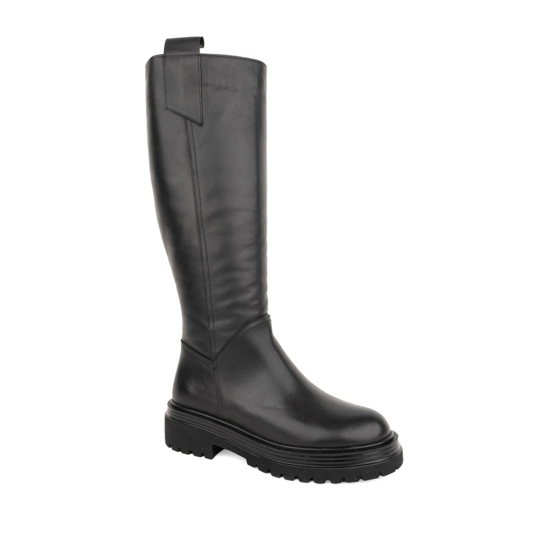 Sergio Moretti Black Leather Tall Chunky Sole Boots