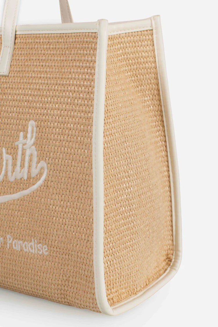 Mc2 Saint Barth Rectangular Woven Tote Bag With Embroidered Detail