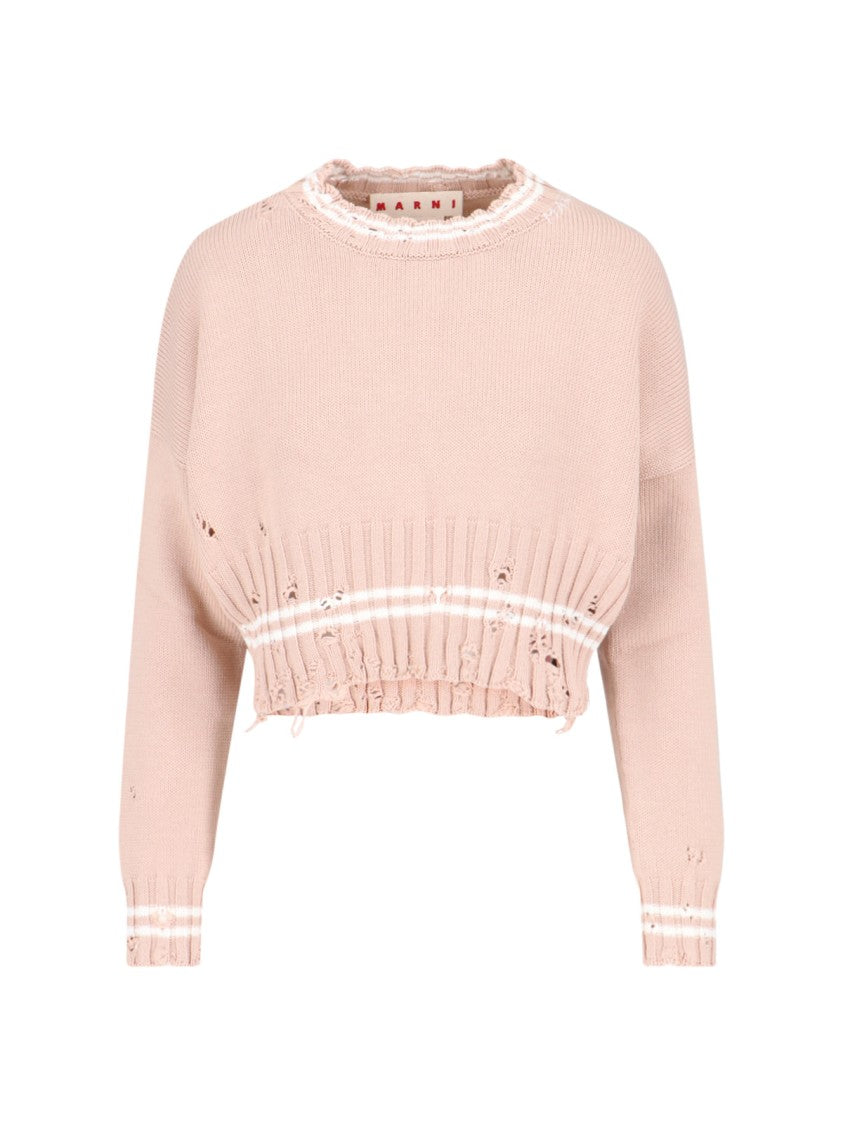 Marni Crop Crewneck Sweater – Pink