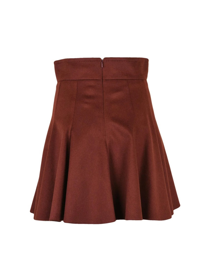 Max Mara Flared Camel Skirt With Back Zipper Closure