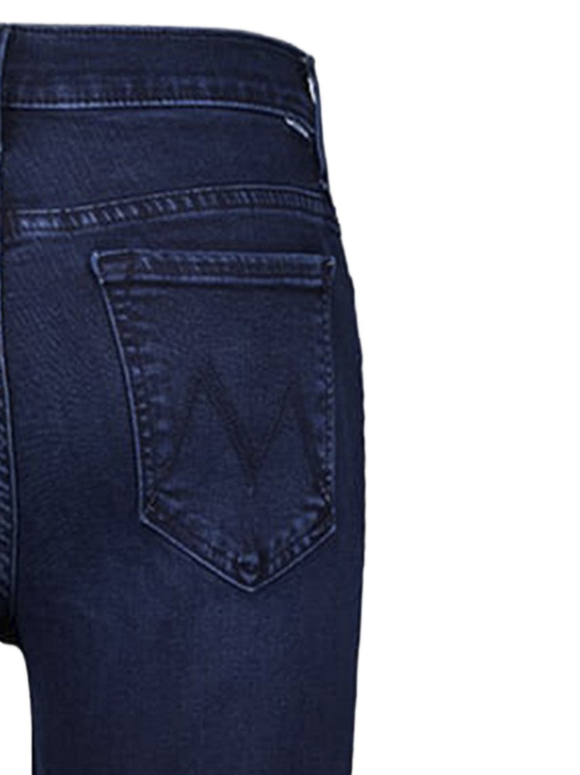 Mother Frayed Hem Flared Dark Denim Jeans
