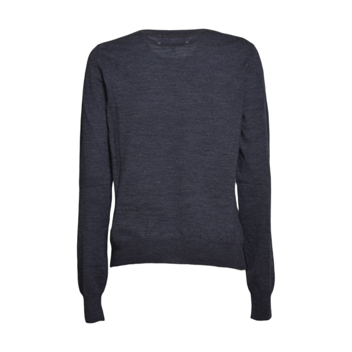 Maison Margiela Classic Round Neck Sweater In Deep Blue Wool