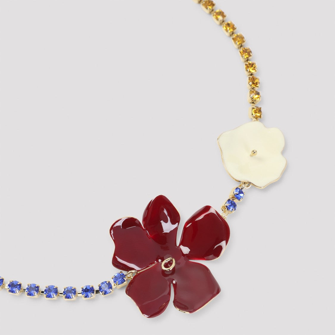 Marni Red Brass Necklace With Floral Charms
