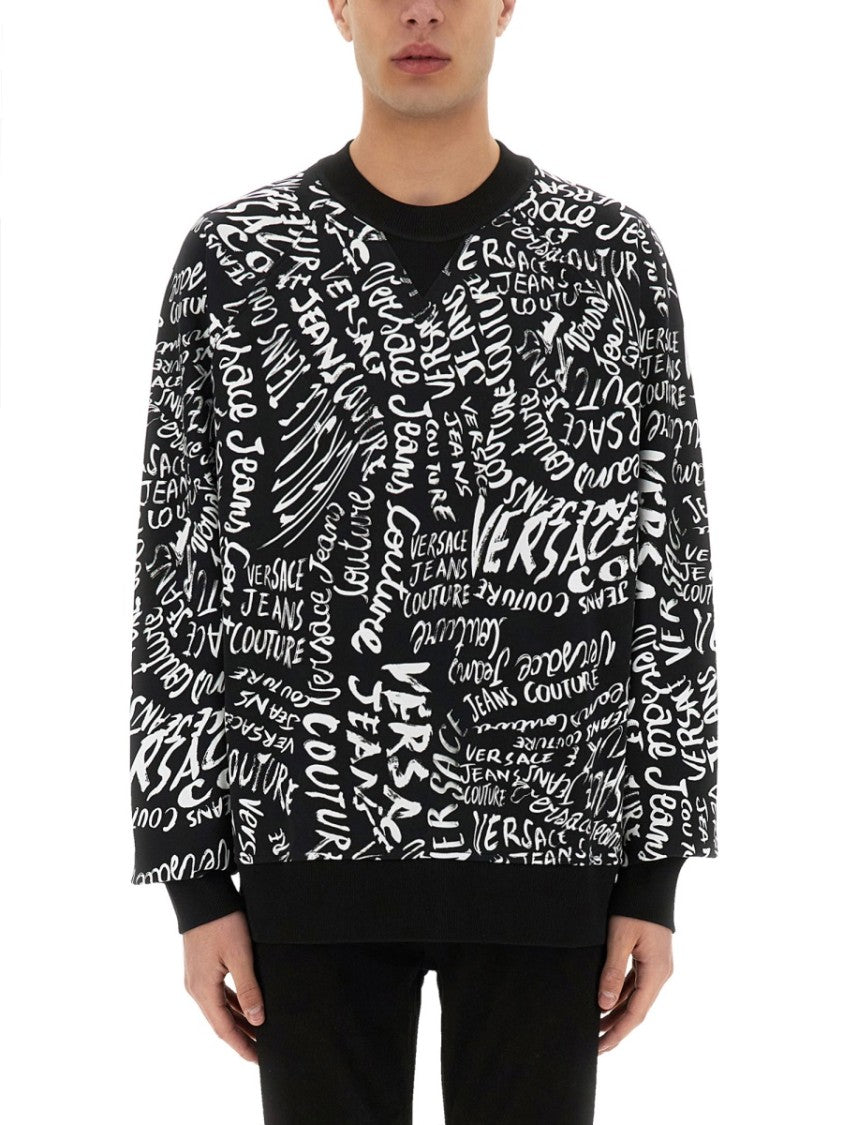 Versace Jeans Couture Logomania Print Crew Neck Sweatshirt