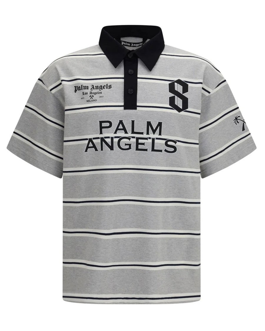 Palm Angels Horizontal Stripe Polo Shirt With Button Placket