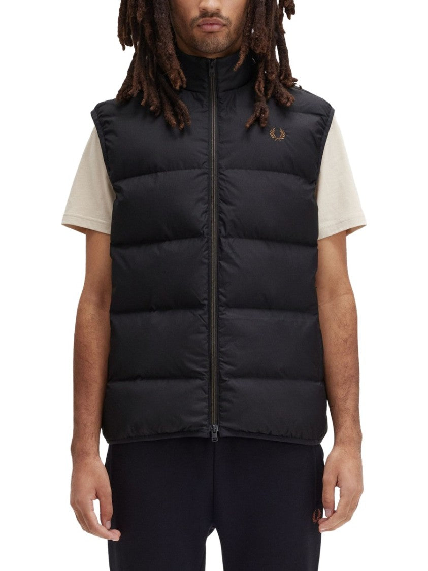 Fred Perry Quilted Padded Thermal Vest With High Collar