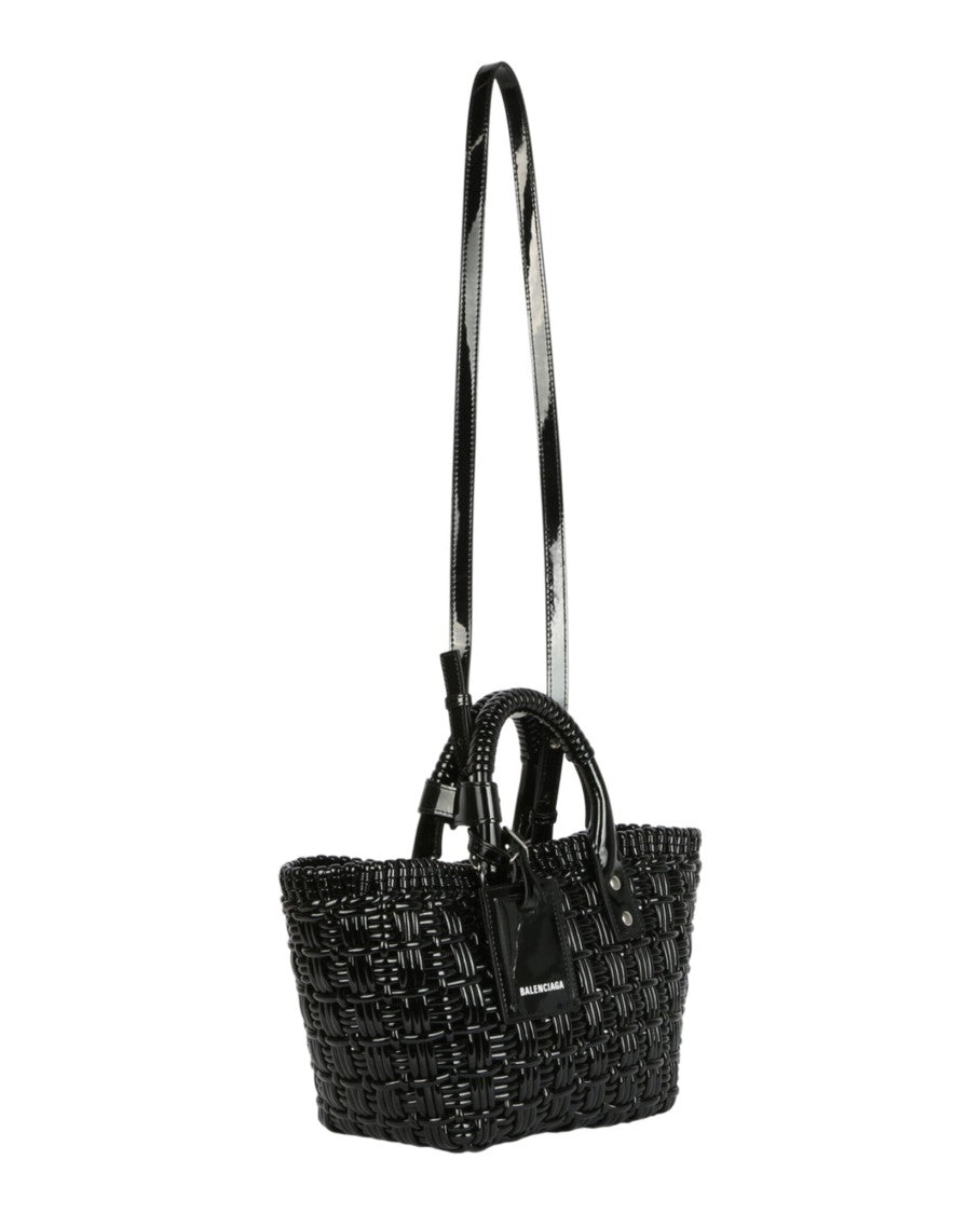Balenciaga Basket-Style Tote Bag With Detachable Shoulder Strap And Glossy Finish