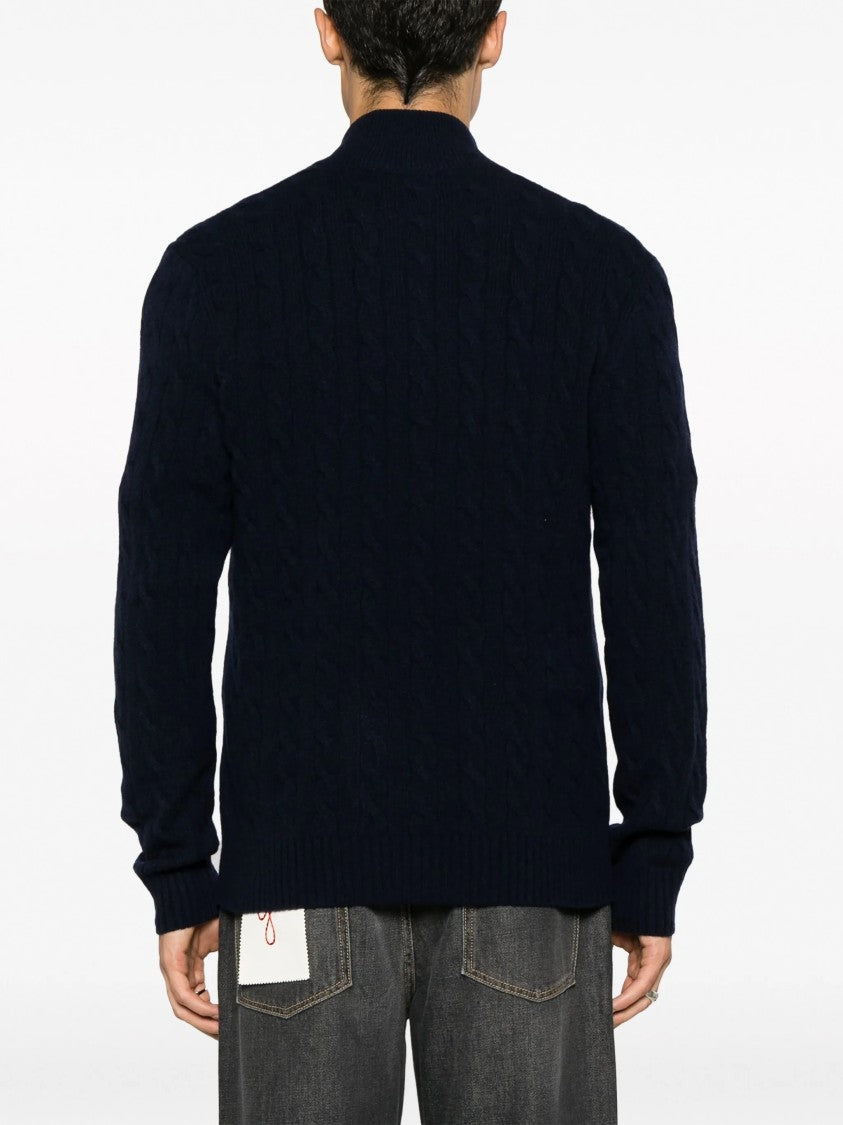 Polo Ralph Lauren Cable Knit Half-Zip Pullover With Leather Tab Detail