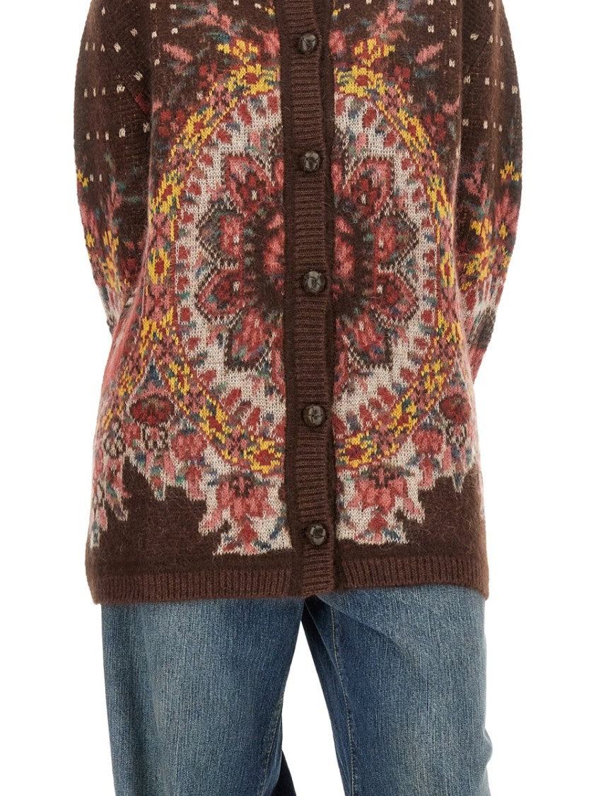 Etro Oversized Floral Pattern Cardigan