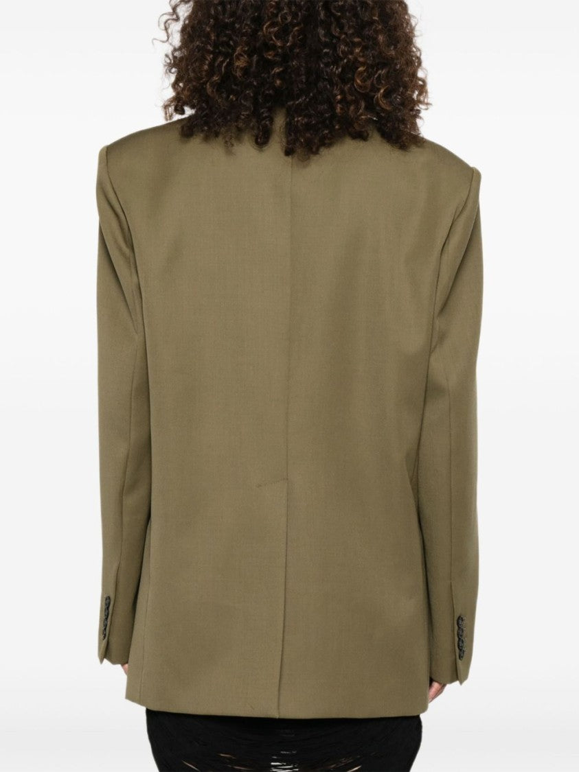 The Attico Asymmetrical Closure Structured Jacket With Padded Shoulders