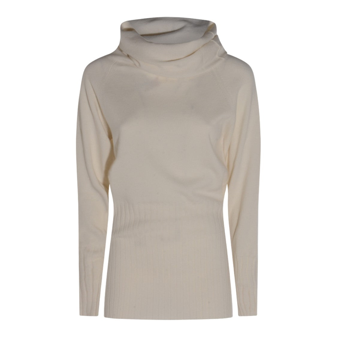 Malo Creamy Relaxed-Fit Turtleneck Sweater With Ribbed Details