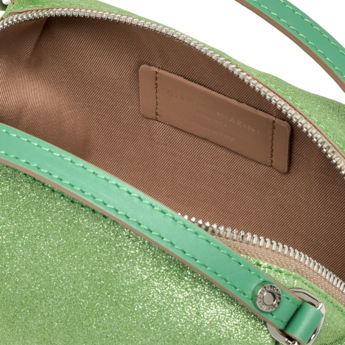 Gianni Chiarini Apple Green Lurex Suede Alifa Handbag
