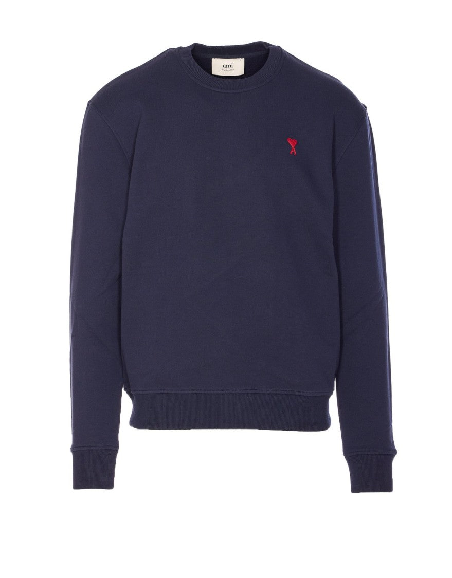 Ami Classic Fit Cotton Sweatshirt With Prominent Logo Detail