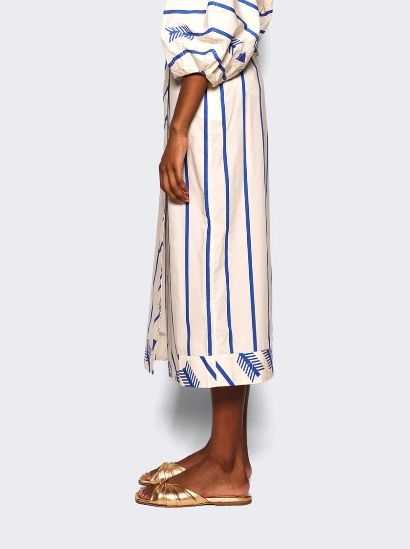 Johanna Ortiz Mar De Cortes Midi Skirt Arrow Stripes Blue
