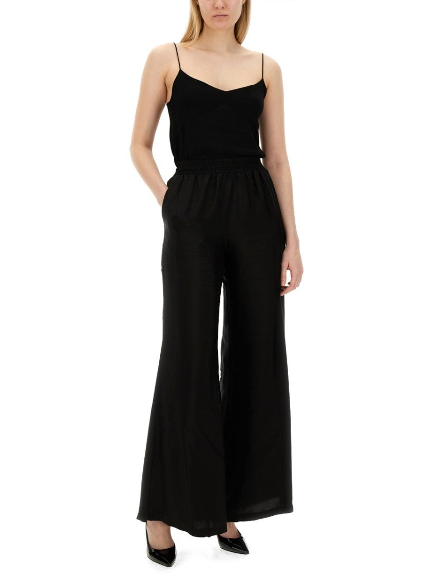 Fabiana Filippi Black Wide Leg Pants With Relaxed Fit And Elastic Waistband