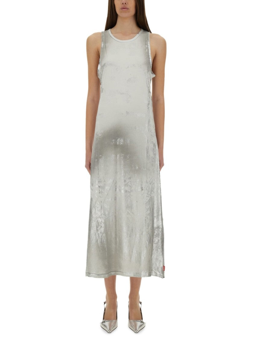 Diesel Sleeveless Long Dress In Soft Cotton Blend With Subtle Sheen