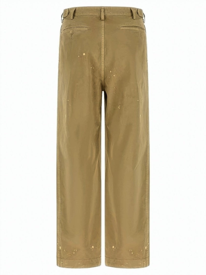 Auralee Neutrals Relaxed Straight-Leg Paint Splatter Trousers