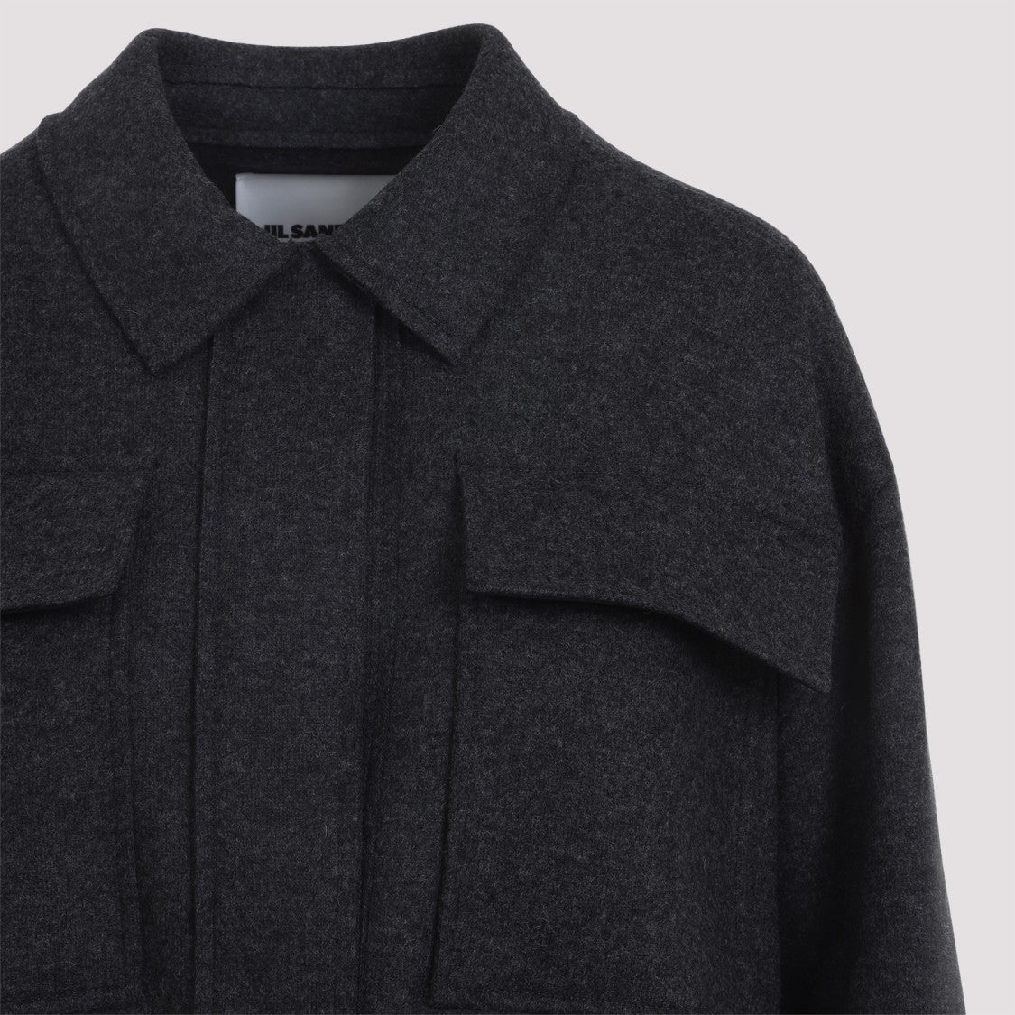 Jil Sander Classic Collar Black Wool Blend Top