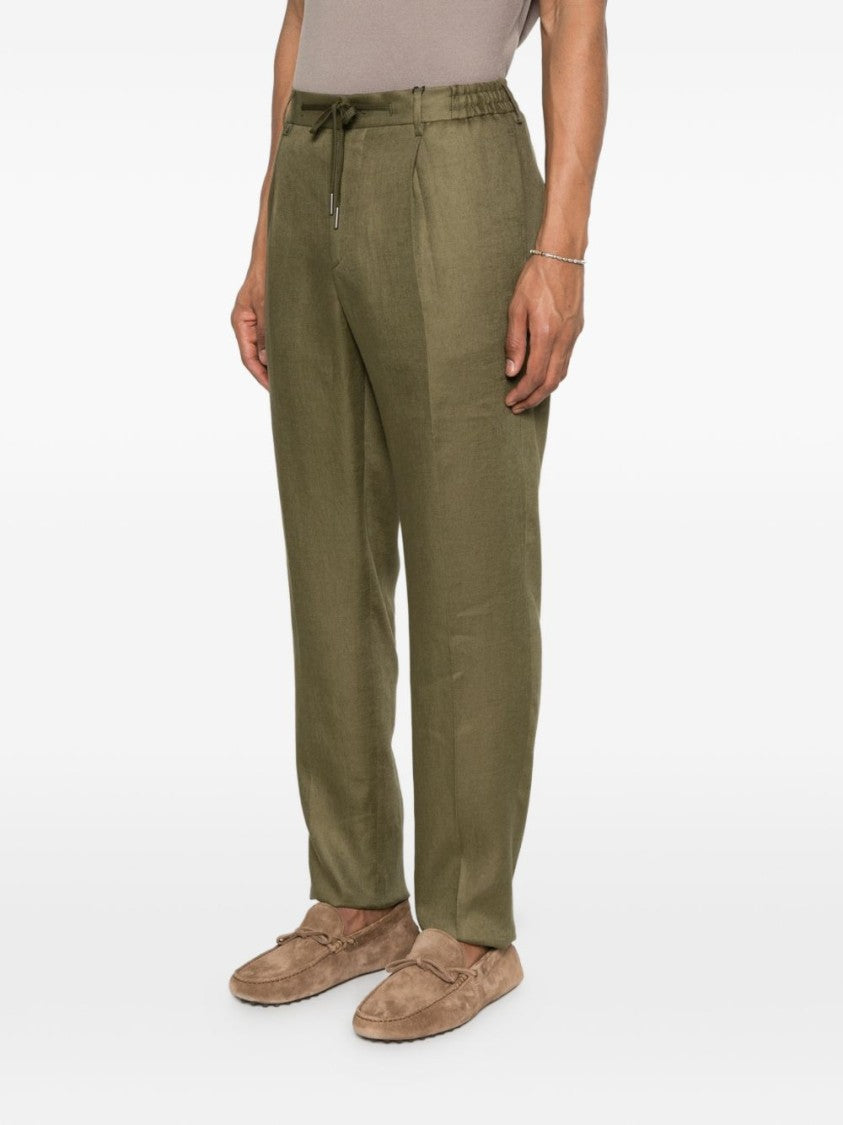 Tagliatore Olive Green Icoman Pleated Trousers