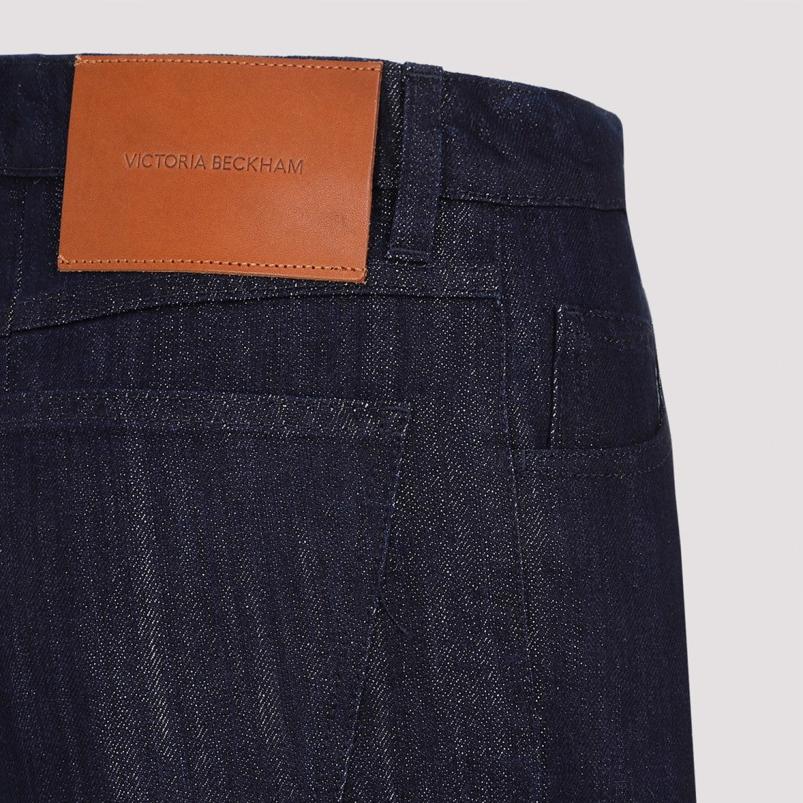 Victoria Beckham Blue Indigo Cotton Cropped High Waist Tapered Jeans