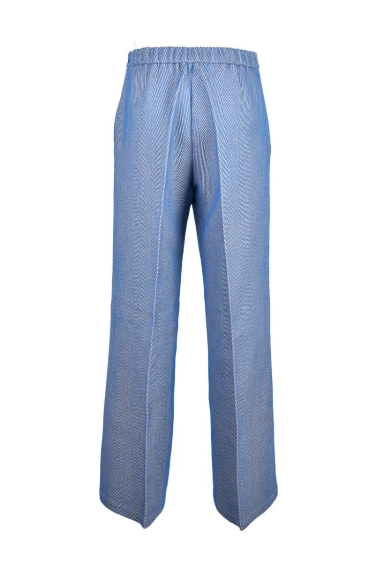 Forte Forte Two-Tone Beige And Sky Blue Tailored Trousers