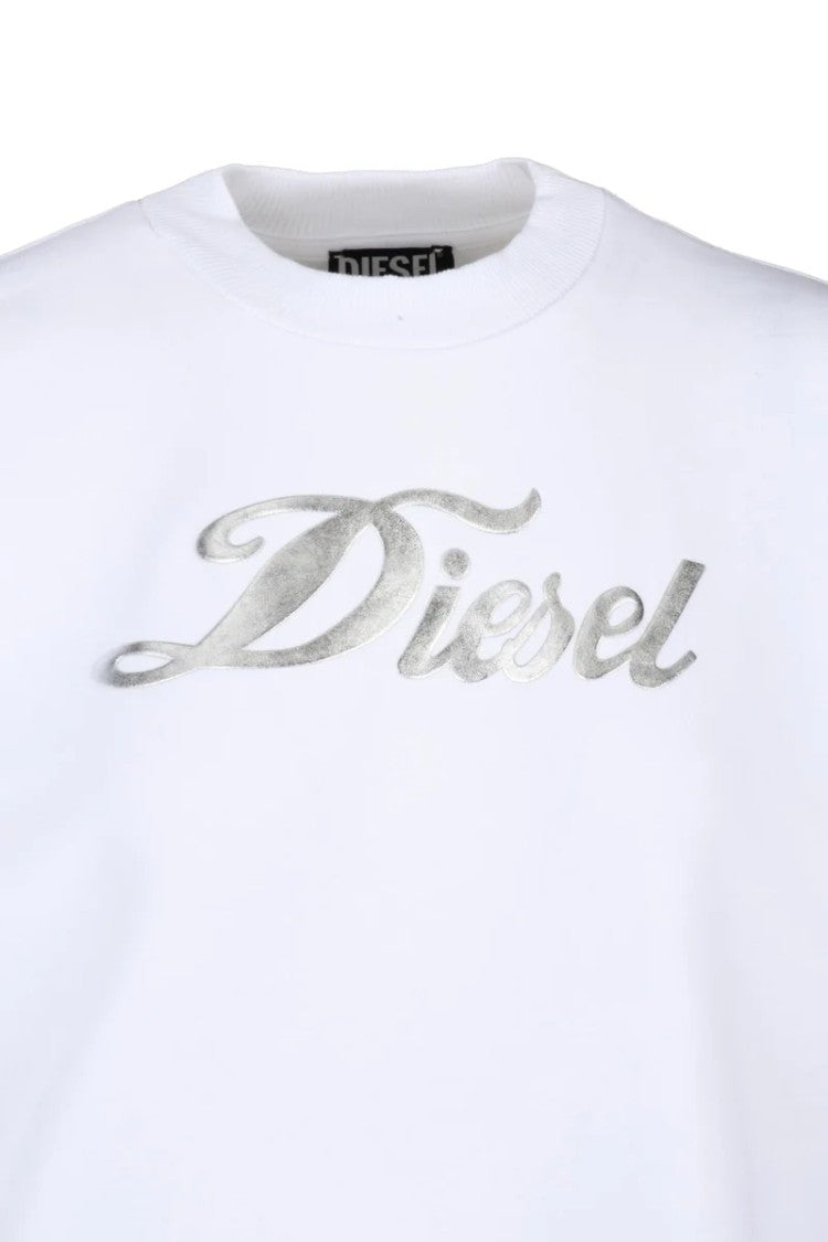 Diesel White Metallic Cotton Sweatshirt