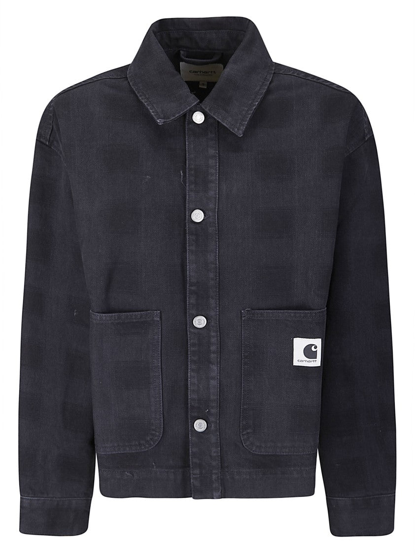 Carhartt Wip Structured Denim Shirt Jacket With Button Front And Pointed Collar