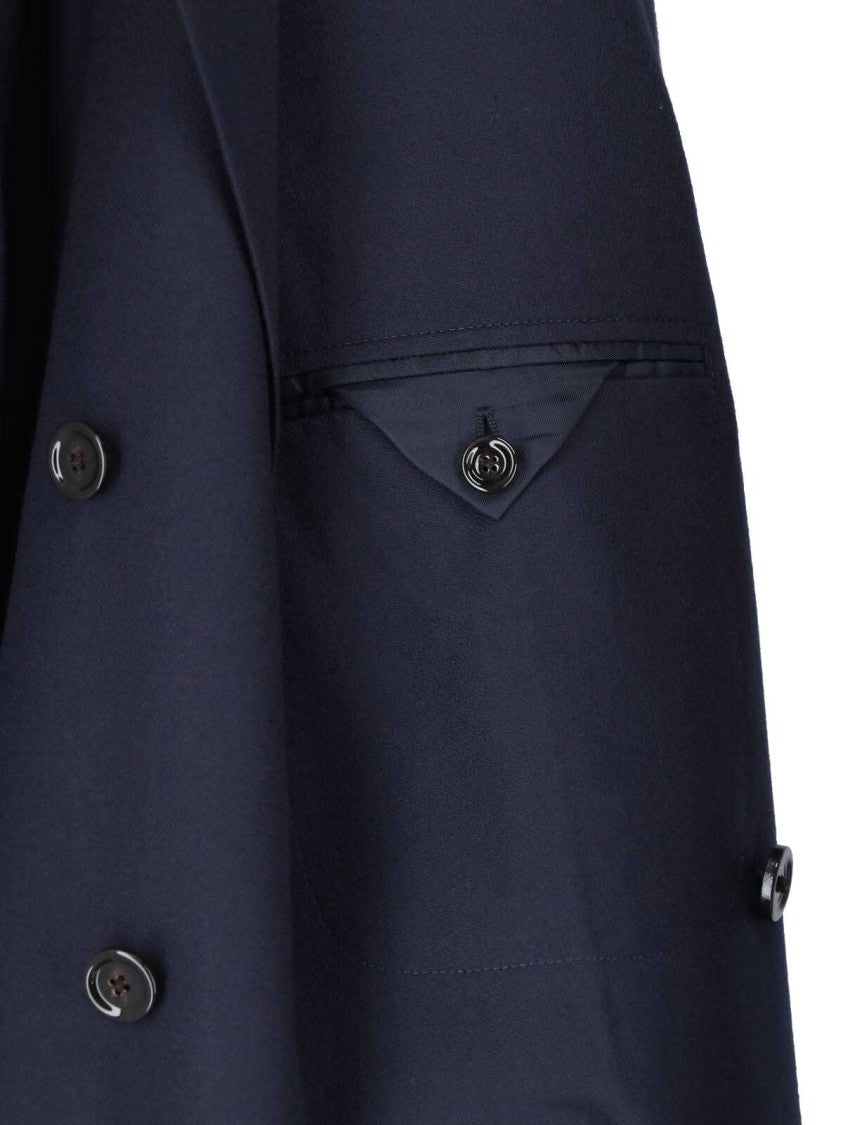 Lardini Navy Double-Breasted Virgin Wool Blazer