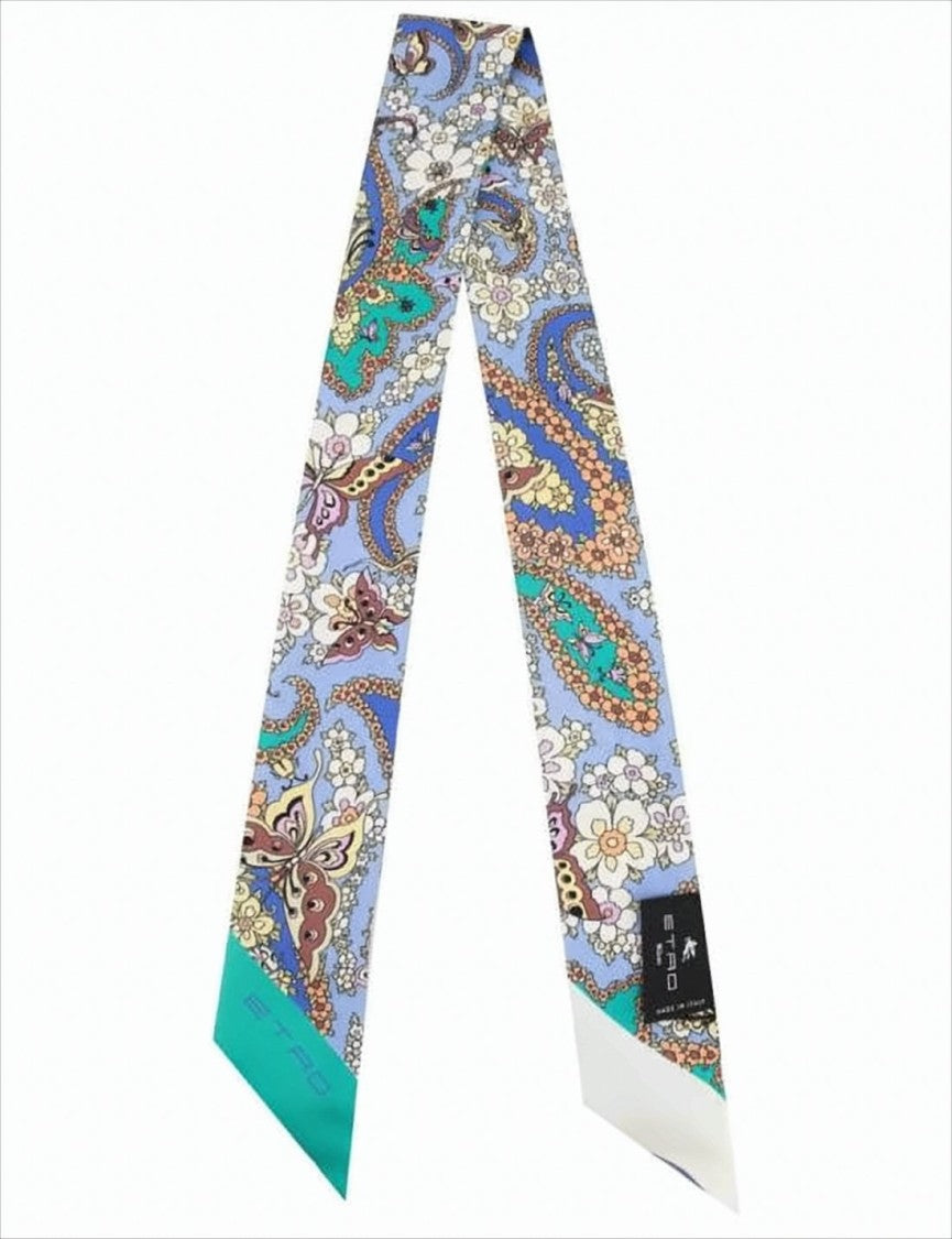 Etro Paisley Floral Silk Scarf With Contrasting Tips