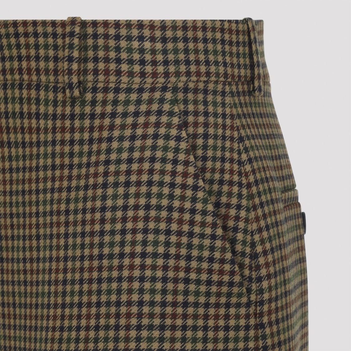 Saint Laurent Knee-Length Houndstooth Wool Skirt With Fitted Waistband