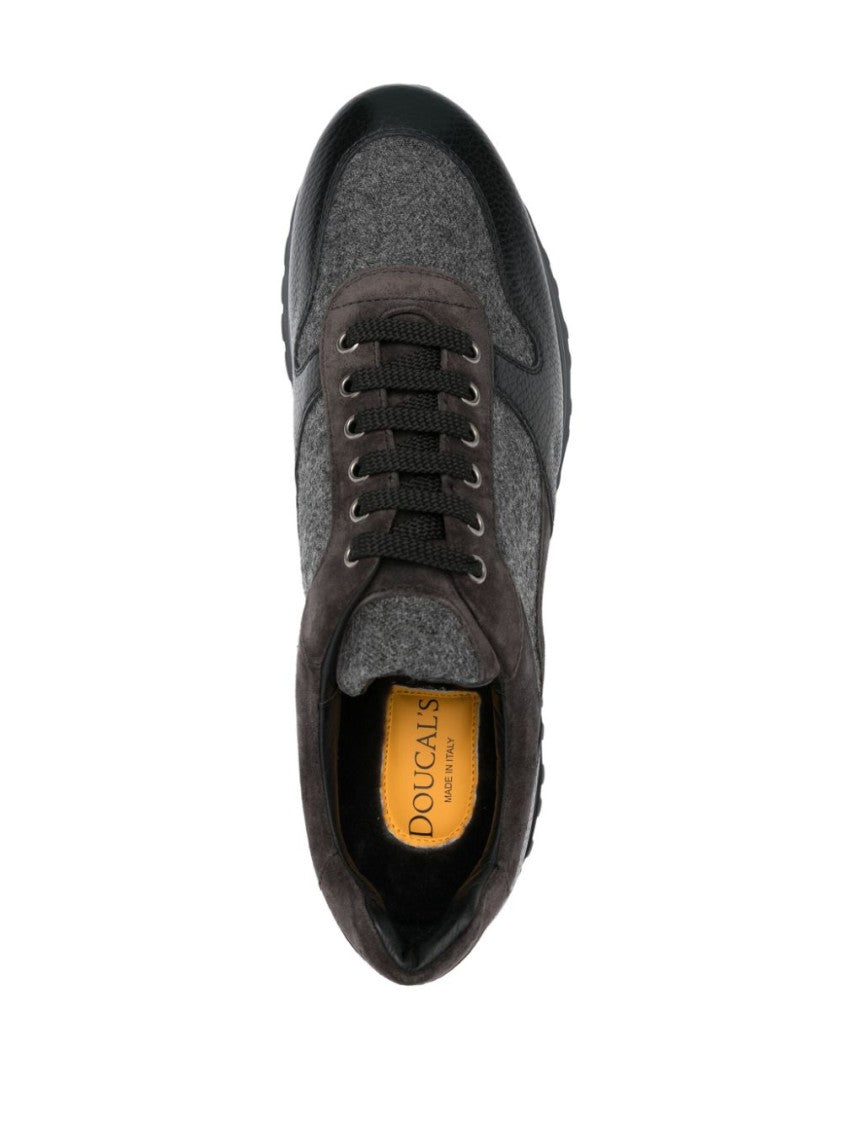 Doucal's Black/Anthracite Grey Panelled Sneakers
